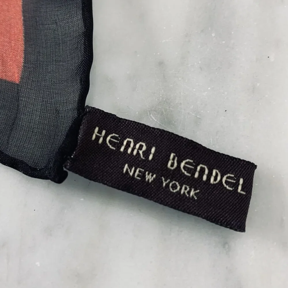 HENRI BENDEL NEW YORK Chevron Oblong Chiffon Scarf 100% Silk 73”x20” Vintage EUC
